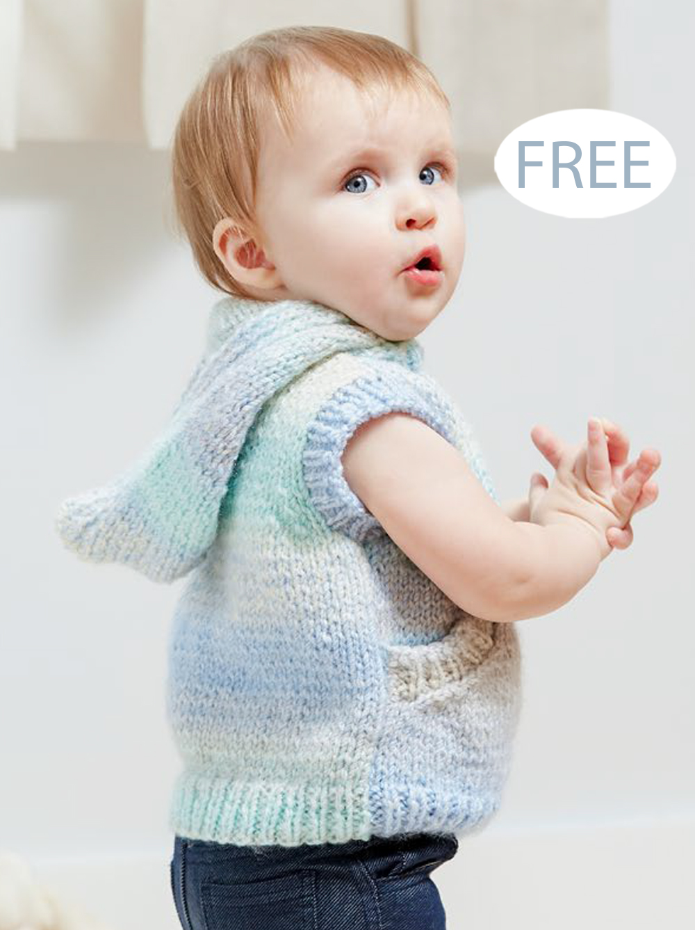 Free Baby Trapper Keeper Sleeveless Hoodie  Knitting Pattern