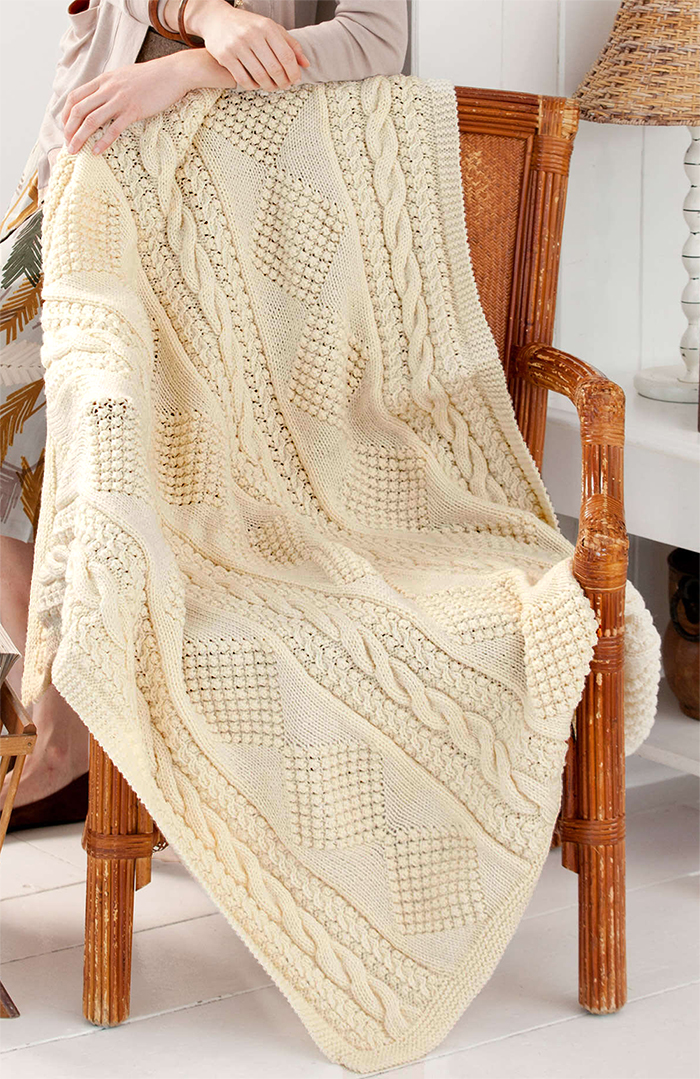 Free Knitting Pattern for Treasure Chest Throw 1836s