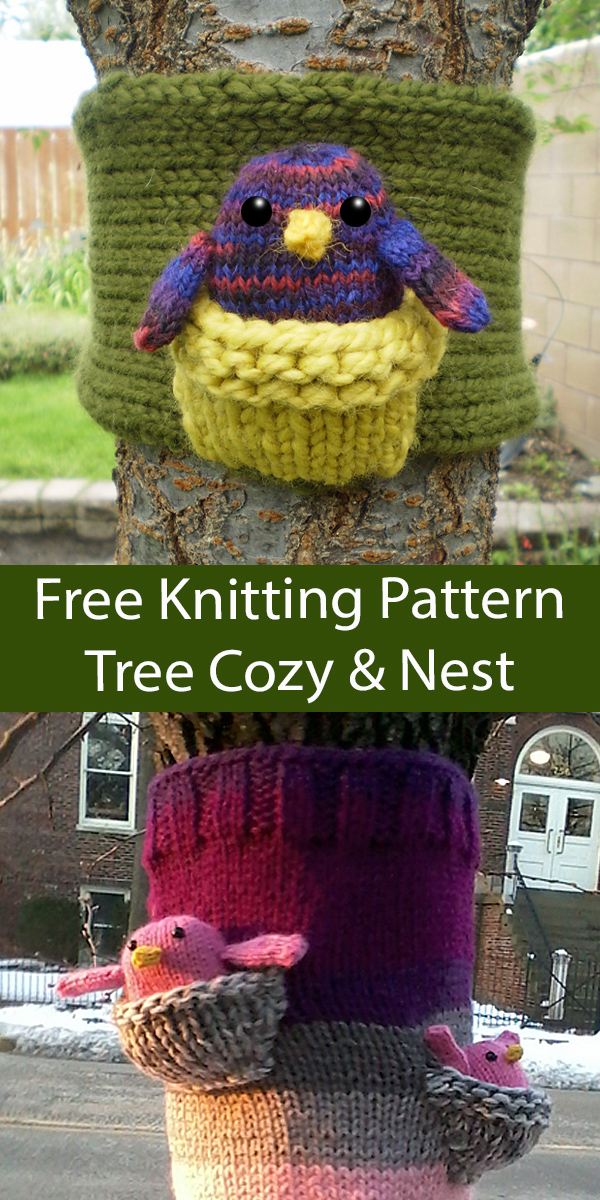 Free Knitting Pattern Bird Nest Tree Cozy Yarn Bomb