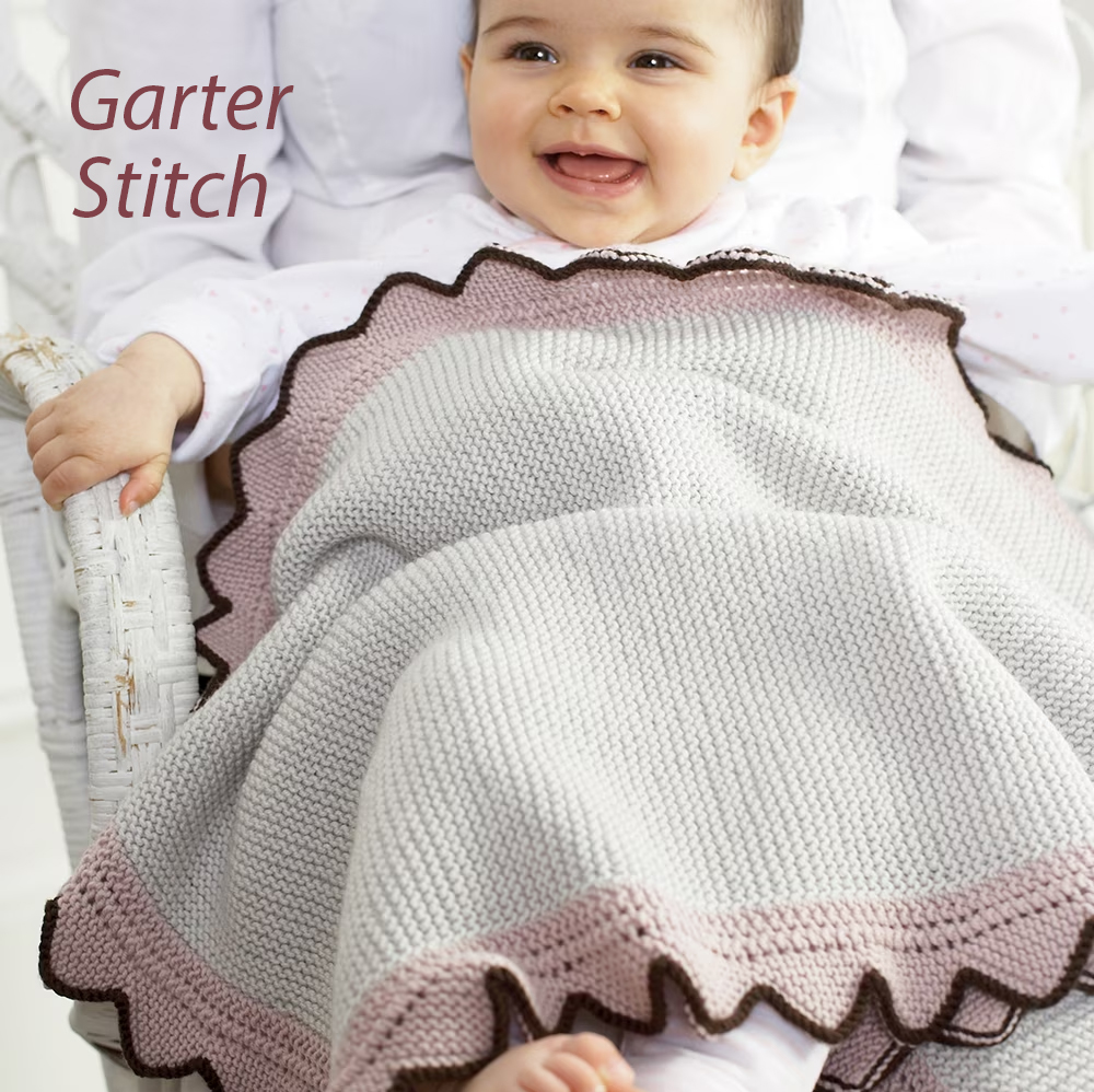 Triangle Edge Baby Blanket  Garter Stitch Knitting Pattern