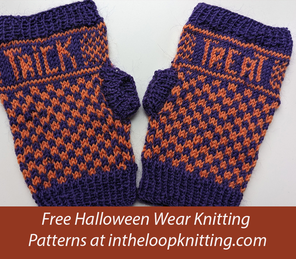 Free Halloween Trick or Treat Mitts
 Knitting Pattern