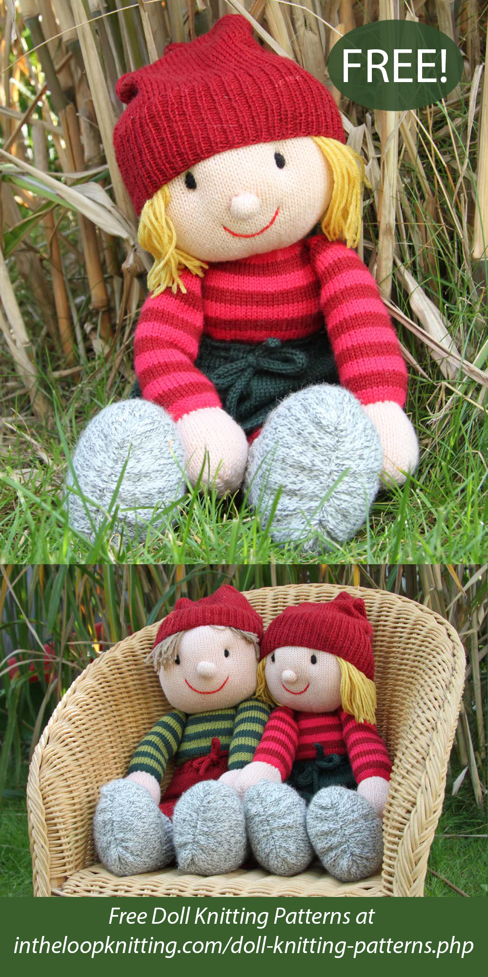 Free Doll Knitting Pattern Fire Eater Sweater Trille and Knas