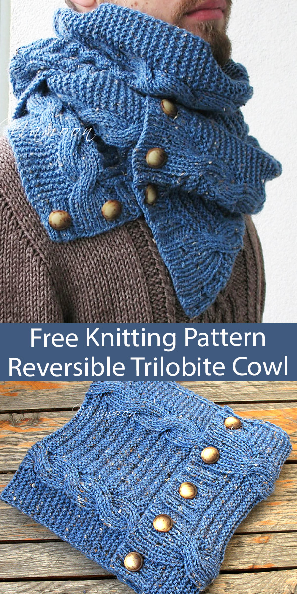 Free Cowl Knitting Pattern Trilobite Reversible Buttoned Scarf Cowl