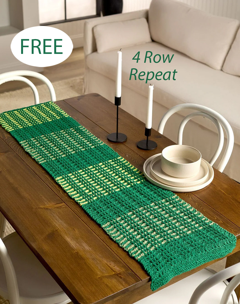 Free Triple Stripes Table Runner Knitting Pattern