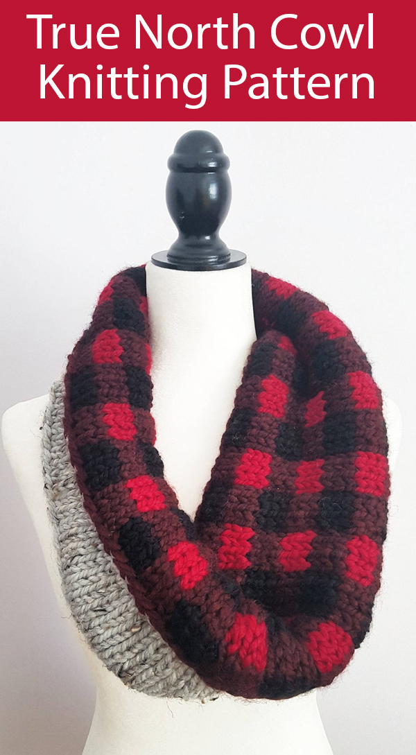 Knitting Pattern for True North Cowl in Buffalo Plaid 