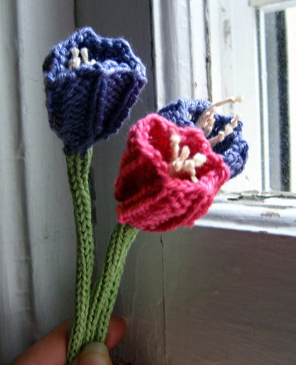 knitting yarn with flowers