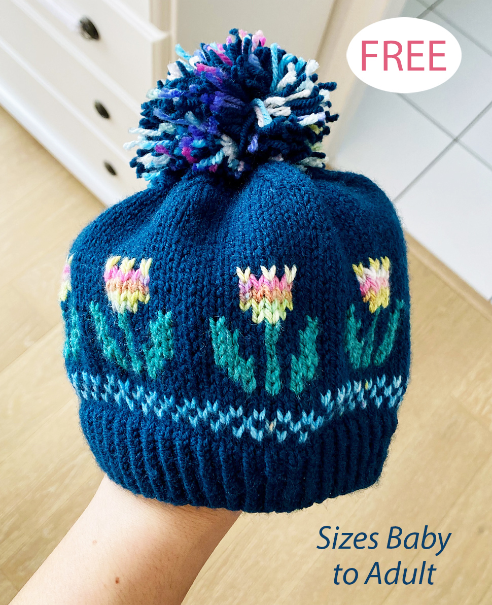Free Tulips Hat Knitting Pattern