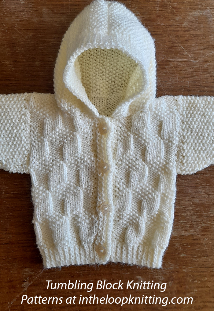 Tumbling Blocks Baby Hoodie Knitting Pattern