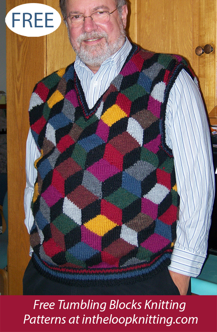 Free Tumbling Blocks Vest Knitting Pattern