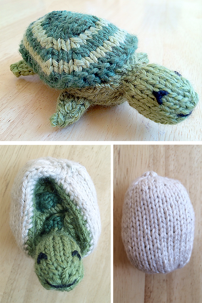 Free Knitting Pattern for Turtle and Egg Flip Toy
