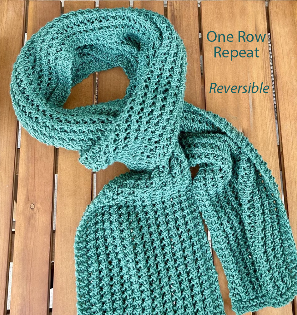 Easy Scarf Knitting Pattern Twilight Frost Reversible  Scarf 1 Row Repeat