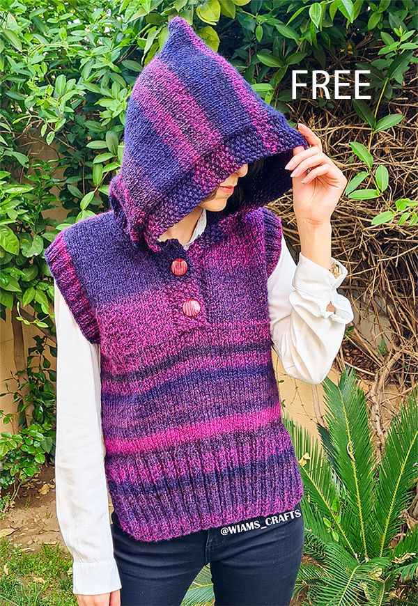 Twilight Hug Vest Free Hoodie Knitting Pattern