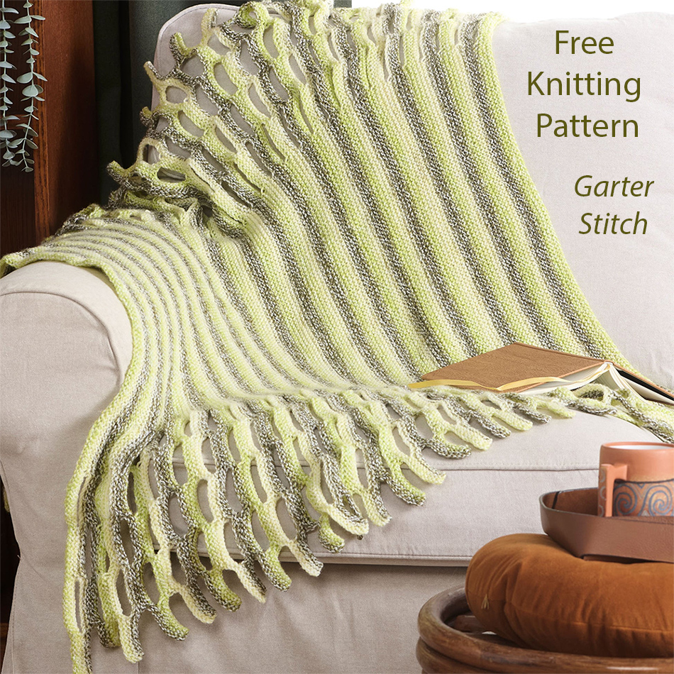 Twist My Way Garter Knit Blanket Knitting Pattern 
