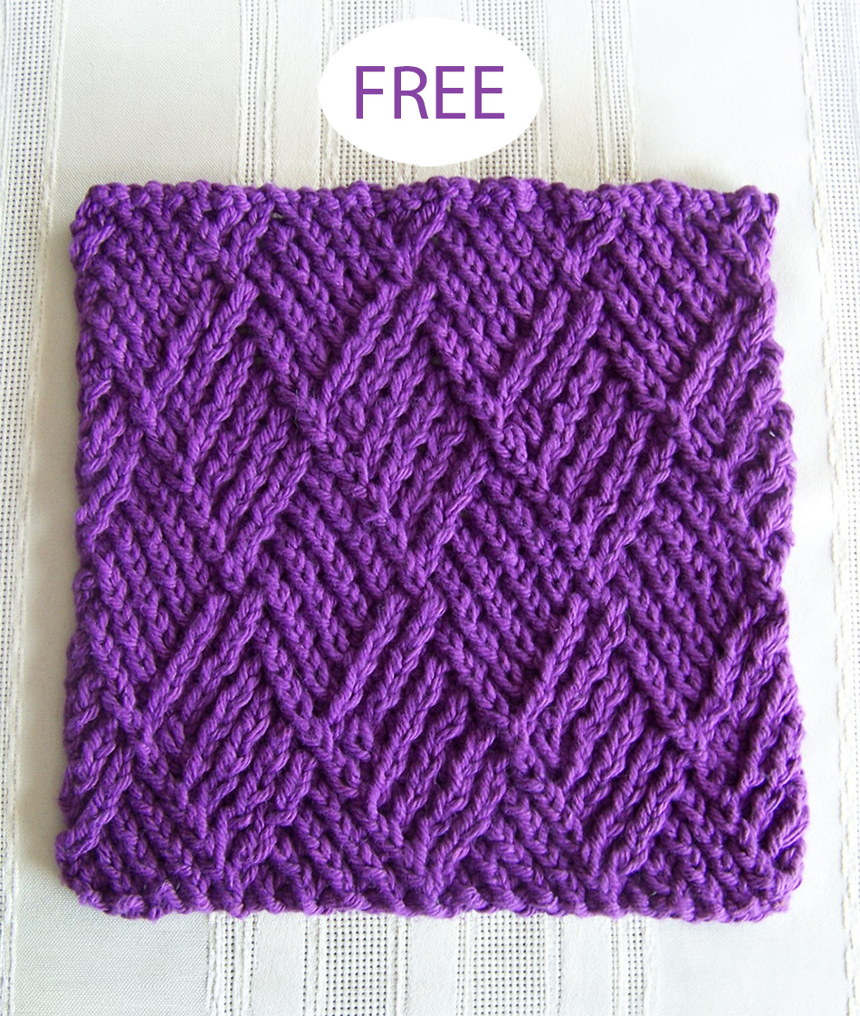 Free Twist Stitch Diamonds Dishcloth Knitting Pattern 