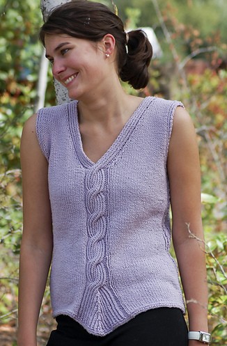 Free knitting pattern for Twisted Rib Cable Tank