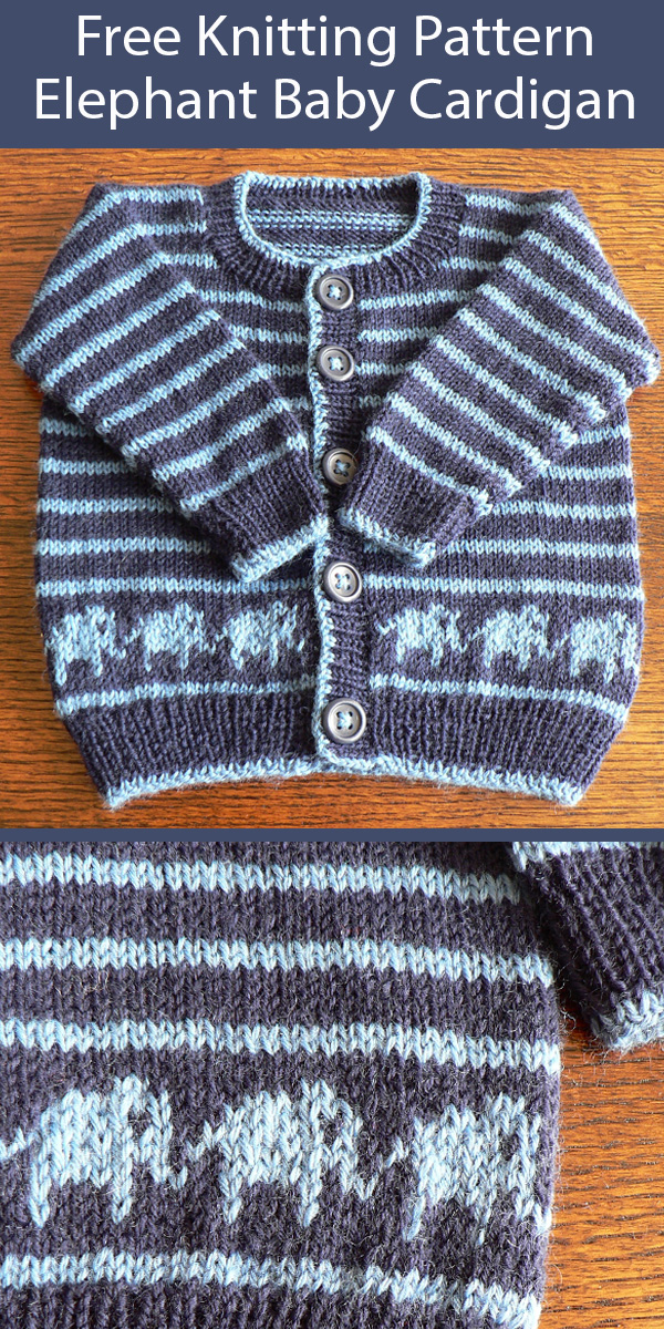 Free Knitting Pattern for Elephant Baby Cardigan
