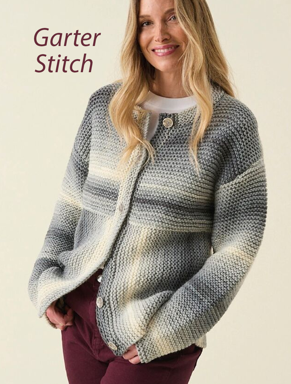 Two-Direction Cardigan Knitting Pattern Garter Stitch