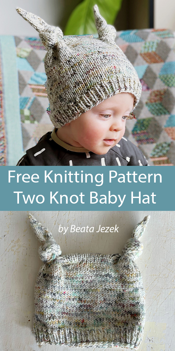 Free Two Knot Baby Hat Knitting Pattern