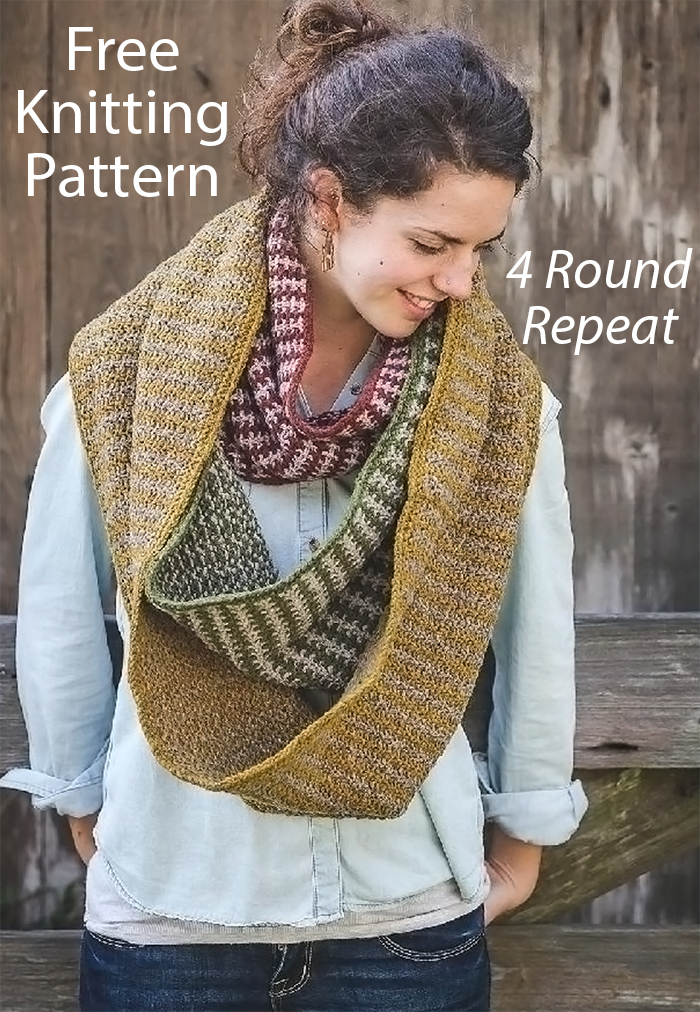 Two Tone Cowl Free Knitting Pattern 4 Round Repeat
