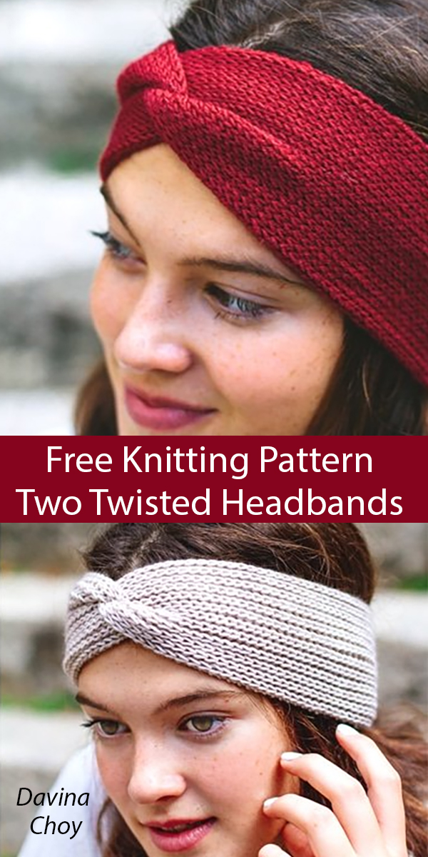 Free Two Twisted Headbands Knitting Pattern Knit Flat