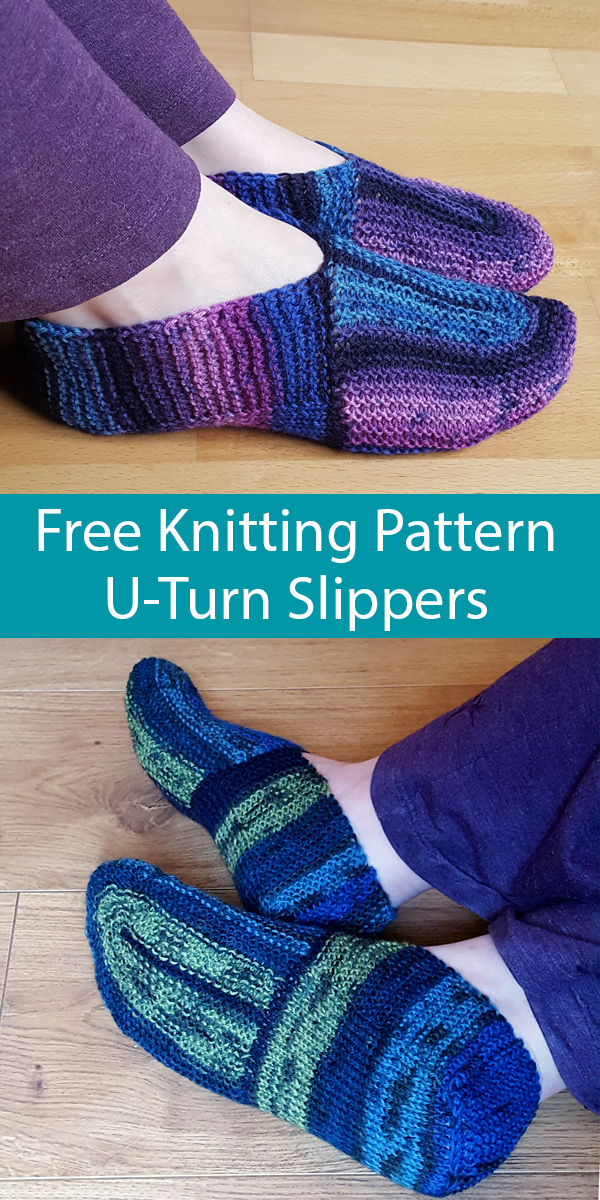 Free Knitting Pattern for U-Turn Slippers Knit Flat