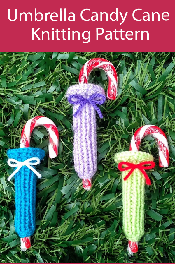 Christmas Ornament Knitting Pattern Umbrella Candy Cane Cover