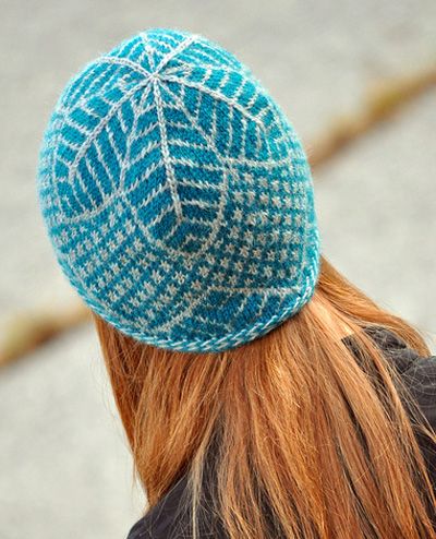 Free knitting pattern for leaf pattern beanie hat and more beanie knitting patterns