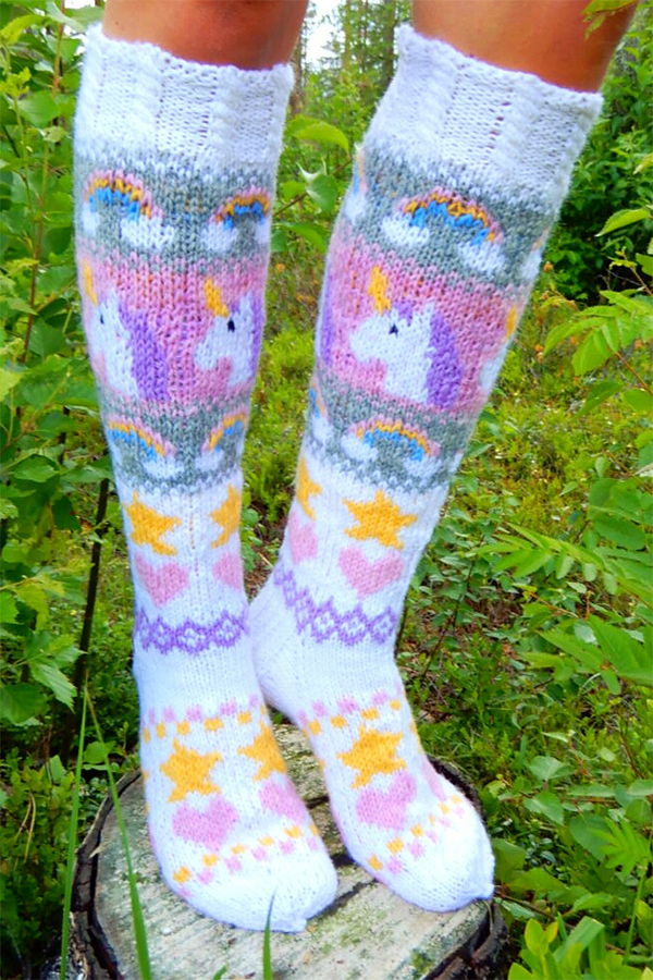 Free Knitting Pattern for Unicorn Socks
