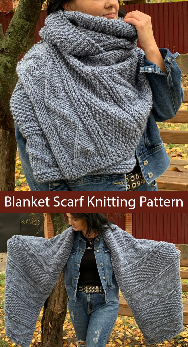 Knitting Pattern for Unisex Blanket Scarf