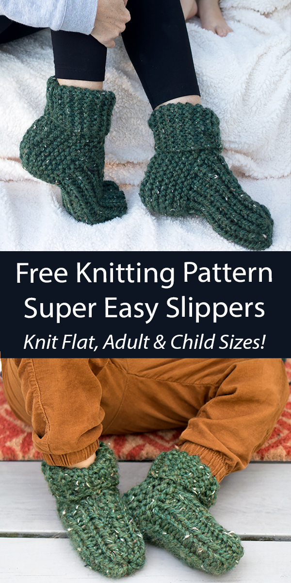 Super Easy Slippers Free Knitting Pattern Knit Flat