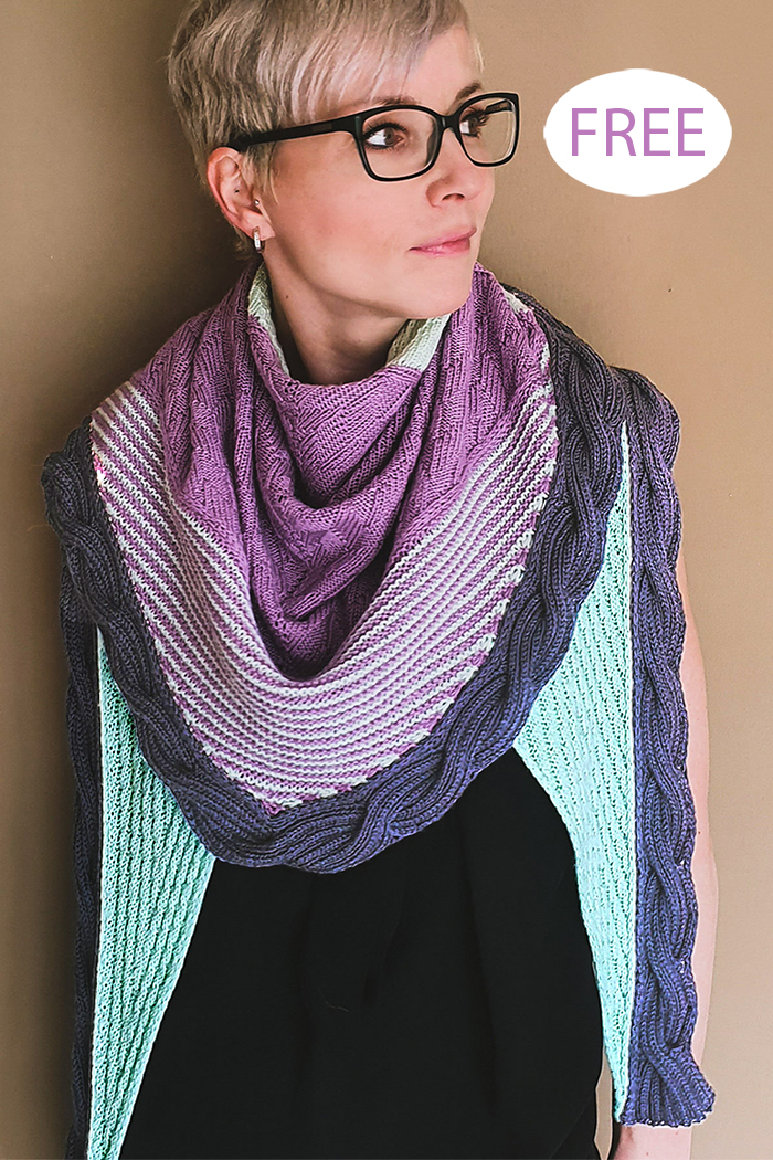Free Knitting Pattern for Reversible Cable Reversible Upside Down Shawl