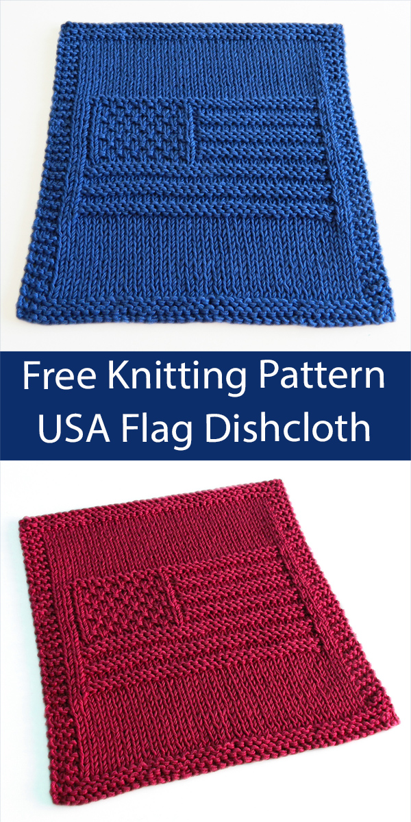 Free Knitting Pattern USA Flag Dish Cloth