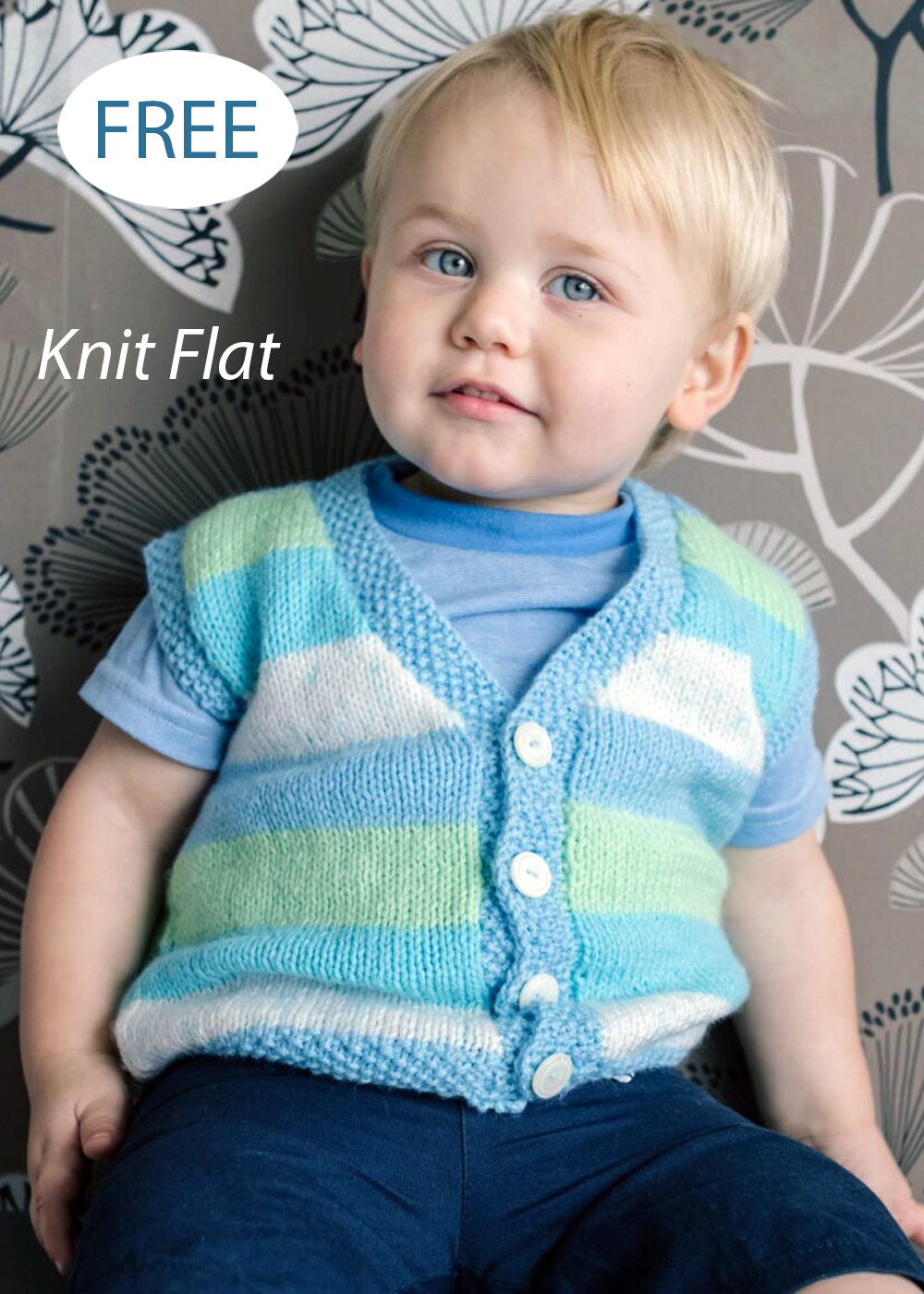 Free Baby Vest V-Neck Sleeveless Cardigan Knitting Pattern