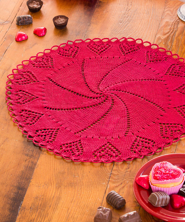 Free Knitting Pattern for Valentine Heart Doily