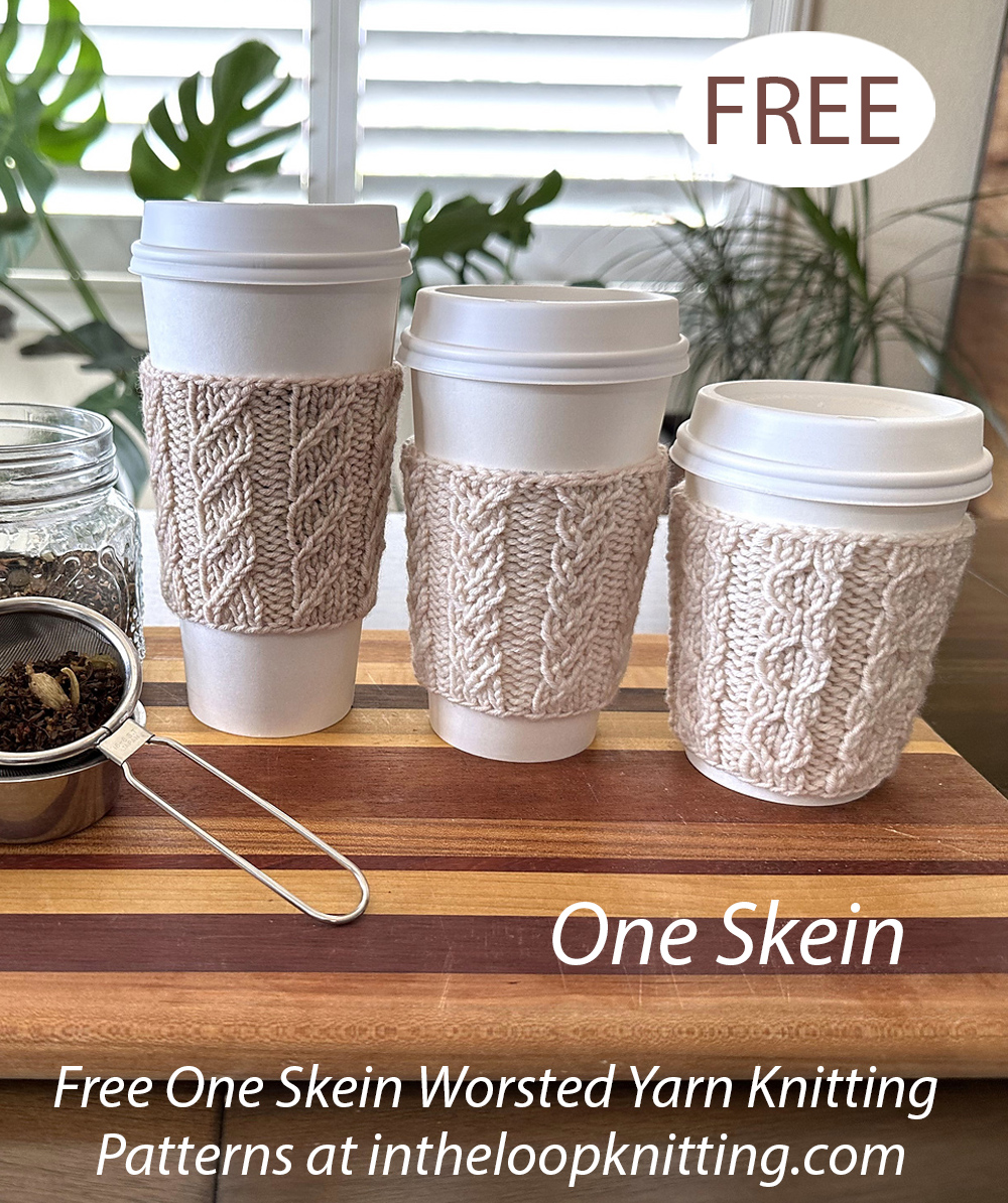 Free One Skein Vanilla Chai Cup Cozies Knitting Pattern