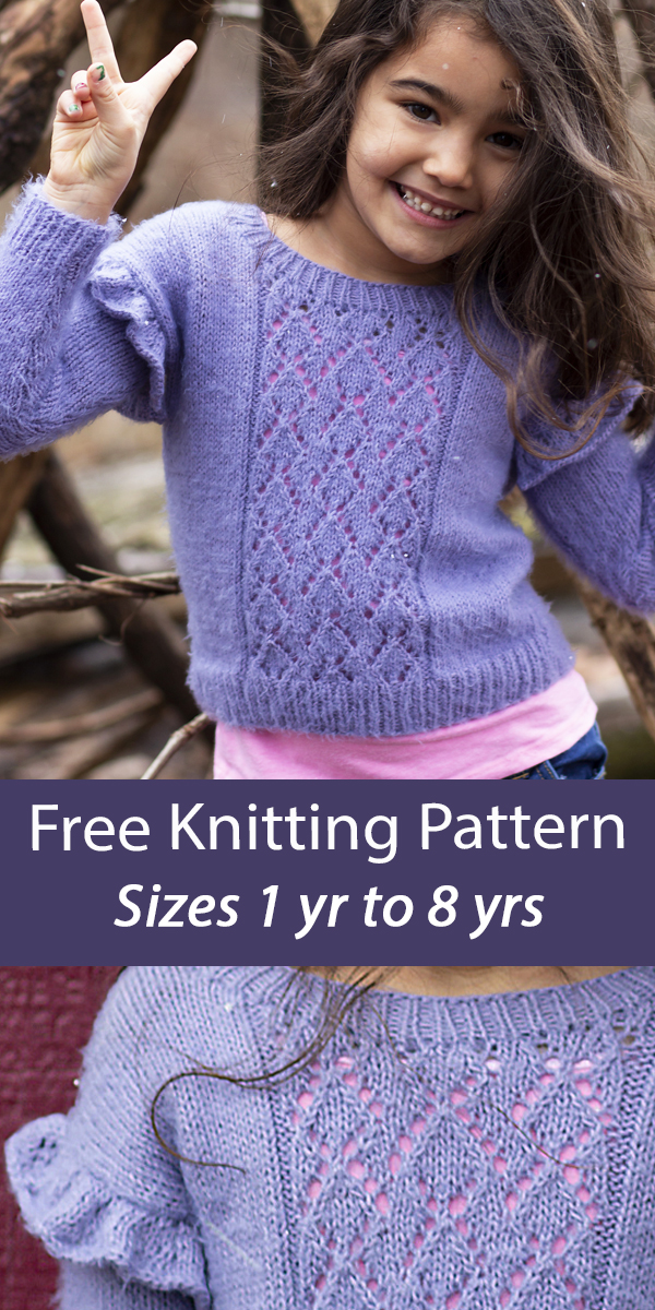 MULTI SIZE PATTERN FROM 3 to 14 yrs KNITTING PATTERN FOR GIRLS JUMPER C29 