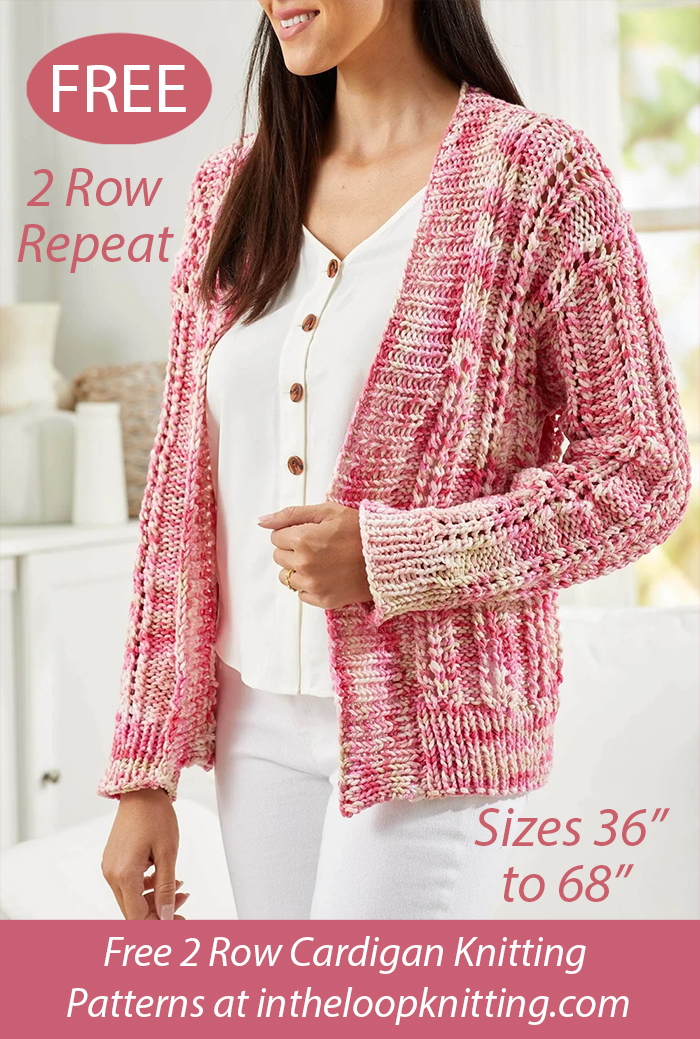 Free Women's Vertical Lace Cardigan Knitting Pattern 2 Row Repeat