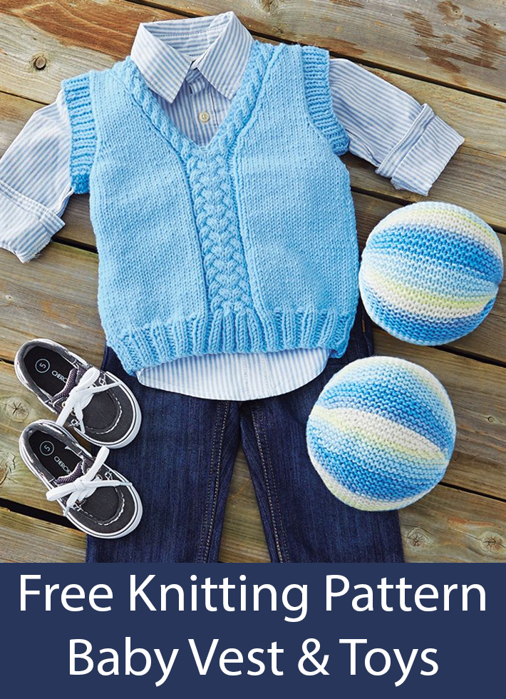 Free Baby Vest and Toys Knitting Pattern