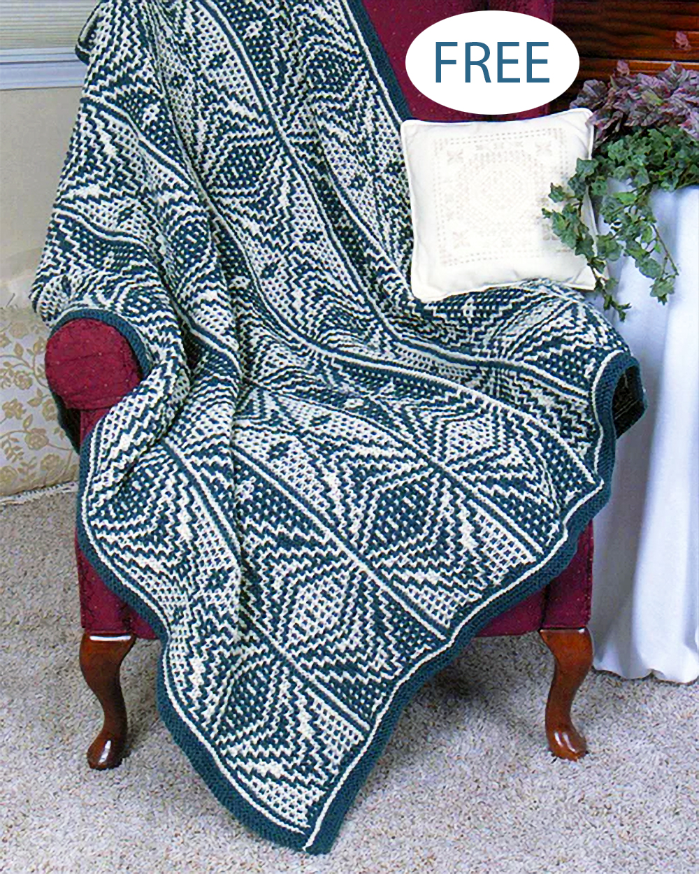 Free Blanket Knitting Pattern Mosaic Vibrant Diamonds Afghan