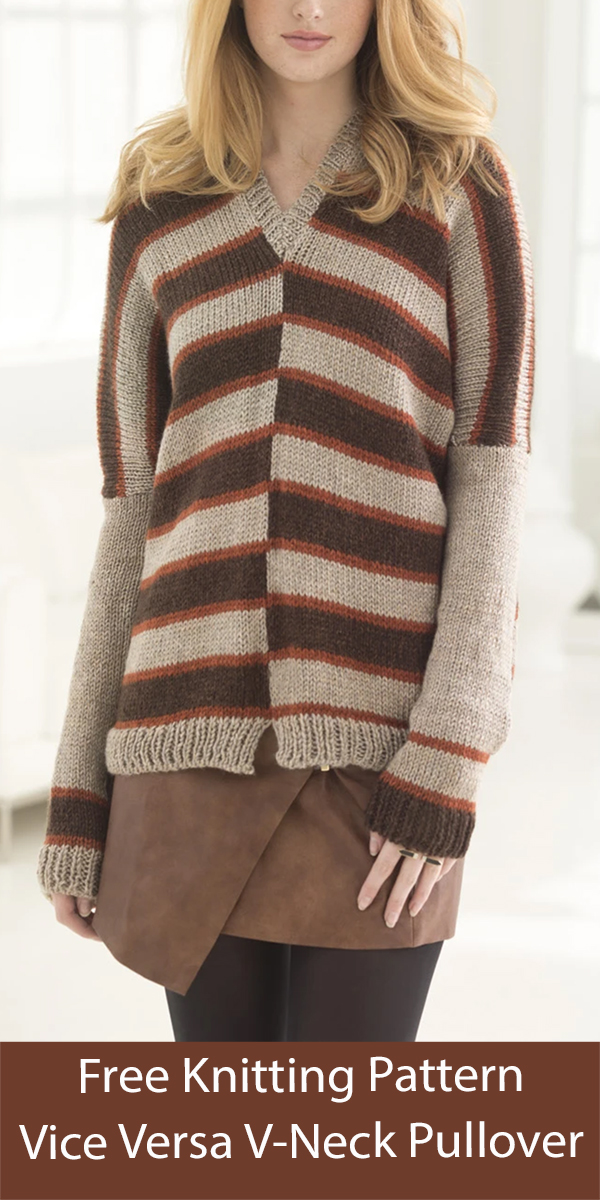 Free Sweater Knitting Pattern Vice Versa V-Neck Pullover