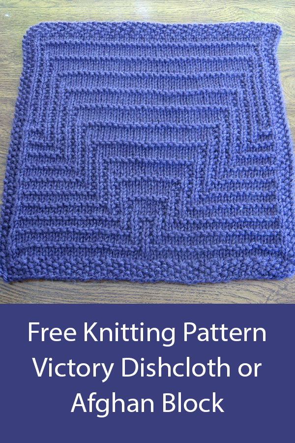 Victory Dishcloth or Afghan Block Free Knitting Pattern