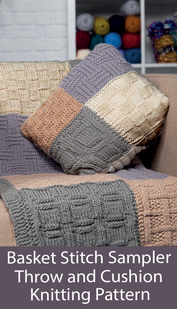Blanket Set Knitting Pattern Vigur Basket Stitch Sampler Throw and Cushions