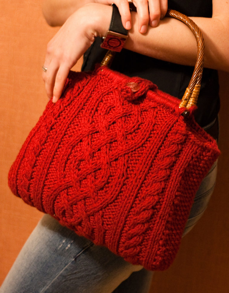 Free Knitting Pattern for Viking Cable Handbag