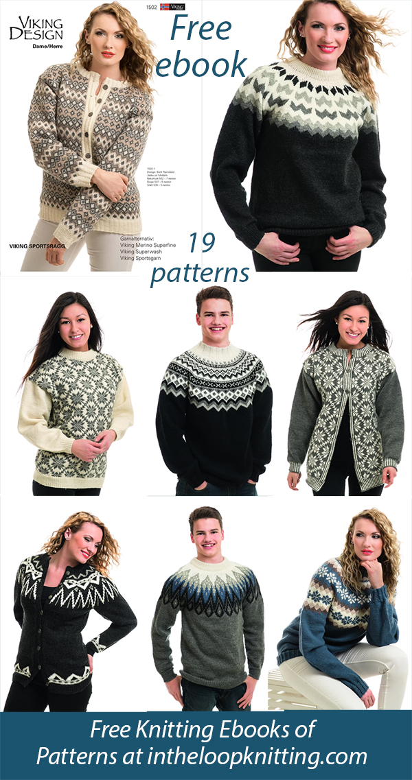 Free Women's and Men's Sweaters and Cardigans Knitting Patterns Viking Of Norway 1502 