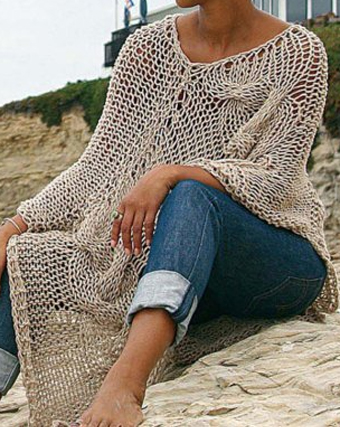 Loose Knit Mesh Poncho - Lifestyle Collection