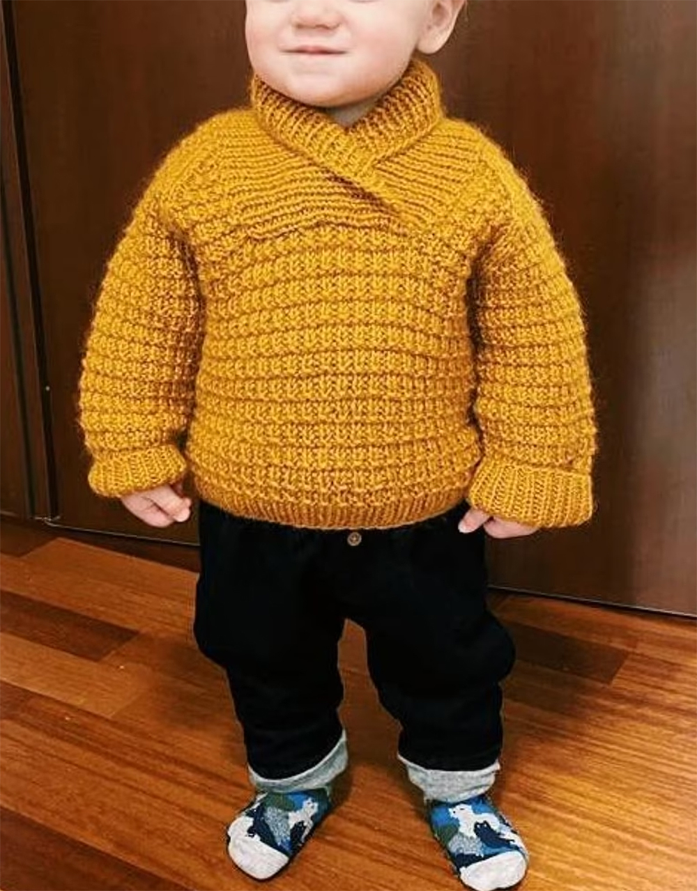 Waffle Baby Sweater Knitting Pattern