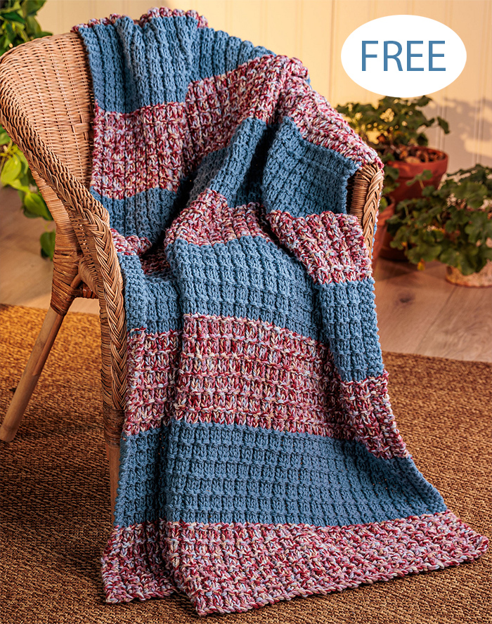Free Waffle Knit Cozy Blanket Multi-Strand Afghan Knitting Pattern