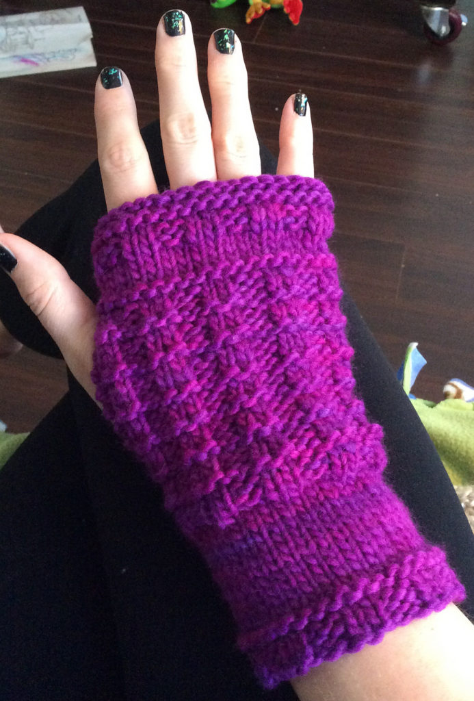 Free Knitting Pattern for Easy Waffle Stitch Fingerless Gloves