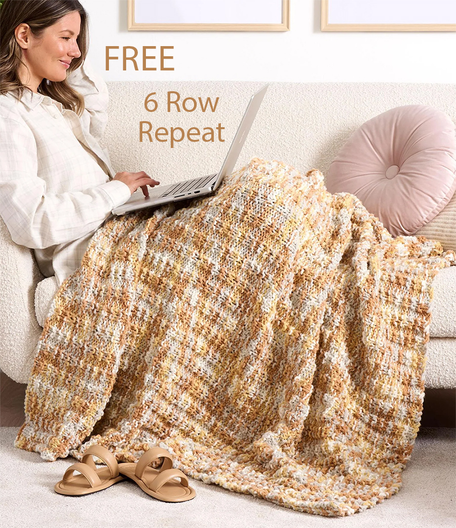 Free Waffle Texture Knit Blanket Knitting Pattern 6 Row Repeat