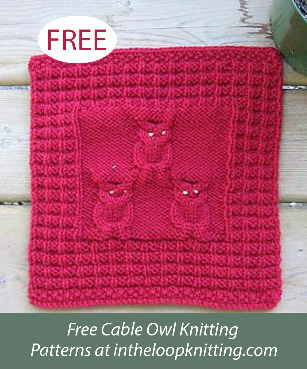 Waffling Owls Cloth or Block Free Knitting Pattern
